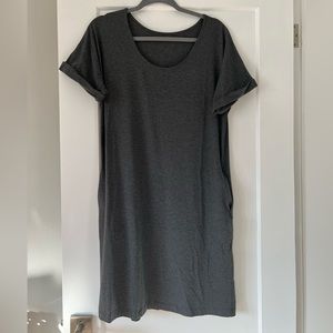 Encircled REVERSIBLE heathered grey T-shirt dress with POCKETS